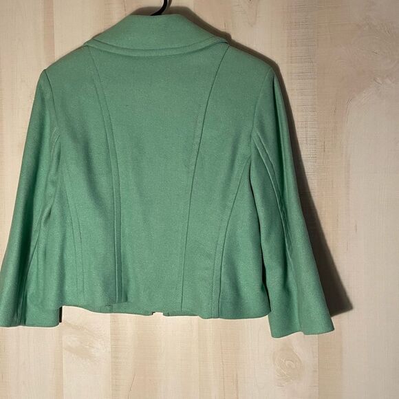 CABi green wool‎ jacket blazer with navy polka dot lining, size medium - Picture 8 of 15